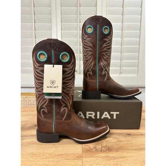 Ariat Women's Round Up Ryder Western Boots Sassy Brown Leather Size 8 NIB Cowboy - Picture 2 of 16